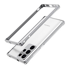 Coque Bumper Luxe Aluminum Metal Etui A01 pour Samsung Galaxy S23 Ultra 5G Argent