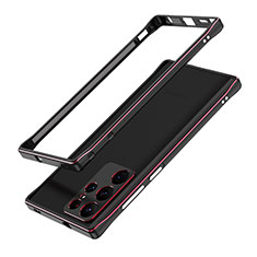 Coque Bumper Luxe Aluminum Metal Etui A01 pour Samsung Galaxy S25 Ultra 5G Rouge et Noir