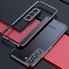 Coque Bumper Luxe Aluminum Metal Etui A02 pour Samsung Galaxy S21 FE 5G Rouge et Noir