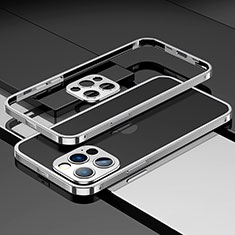 Coque Bumper Luxe Aluminum Metal Etui A03 pour Apple iPhone 13 Pro Argent