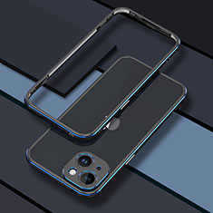 Coque Bumper Luxe Aluminum Metal Etui JZ1 pour Apple iPhone 13 Bleu et Noir