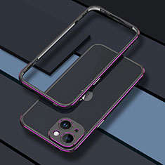 Coque Bumper Luxe Aluminum Metal Etui JZ1 pour Apple iPhone 15 Plus Violet