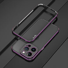 Coque Bumper Luxe Aluminum Metal Etui JZ1 pour Apple iPhone 16 Pro Max Violet