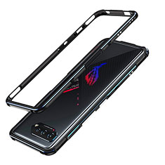 Coque Bumper Luxe Aluminum Metal Etui JZ1 pour Asus ROG Phone 5 Ultimate Bleu et Noir