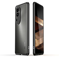 Coque Bumper Luxe Aluminum Metal Etui JZ1 pour Oppo Reno10 Pro+ Plus 5G Argent et Noir