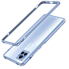 Coque Bumper Luxe Aluminum Metal Etui JZ1 pour Vivo iQOO 7 5G Bleu Ciel