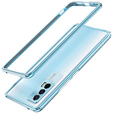 Coque Bumper Luxe Aluminum Metal Etui JZ1 pour Vivo iQOO 7 India 5G Bleu Ciel