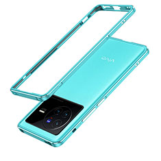 Coque Bumper Luxe Aluminum Metal Etui JZ1 pour Vivo X80 5G Bleu Ciel