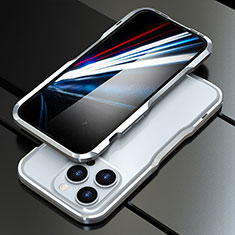 Coque Bumper Luxe Aluminum Metal Etui LF1 pour Apple iPhone 14 Pro Argent