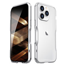 Coque Bumper Luxe Aluminum Metal Etui LF2 pour Apple iPhone 14 Pro Argent