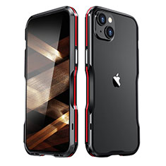 Coque Bumper Luxe Aluminum Metal Etui LF2 pour Apple iPhone 15 Plus Rouge et Noir