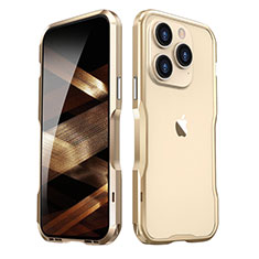 Coque Bumper Luxe Aluminum Metal Etui LF2 pour Apple iPhone 15 Pro Max Or