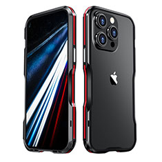 Coque Bumper Luxe Aluminum Metal Etui LF3 pour Apple iPhone 13 Pro Max Rouge et Noir