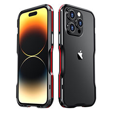 Coque Bumper Luxe Aluminum Metal Etui LF3 pour Apple iPhone 14 Pro Max Rouge et Noir