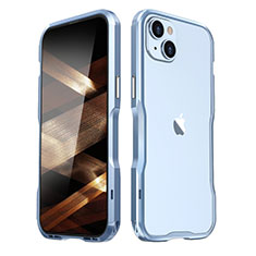 Coque Bumper Luxe Aluminum Metal Etui LF3 pour Apple iPhone 15 Bleu