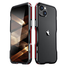 Coque Bumper Luxe Aluminum Metal Etui LF3 pour Apple iPhone 15 Plus Rouge et Noir