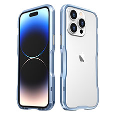 Coque Bumper Luxe Aluminum Metal Etui LF3 pour Apple iPhone 15 Pro Bleu