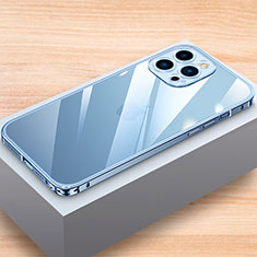 Coque Bumper Luxe Aluminum Metal Etui LK1 pour Apple iPhone 16 Pro Max Bleu