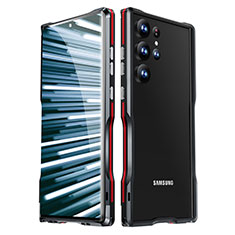 Coque Bumper Luxe Aluminum Metal Etui LK1 pour Samsung Galaxy S23 Ultra 5G Rouge et Noir