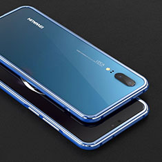 Coque Bumper Luxe Aluminum Metal Etui M01 pour Huawei P20 Bleu