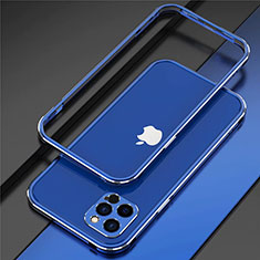 Coque Bumper Luxe Aluminum Metal Etui N02 pour Apple iPhone 12 Pro Bleu