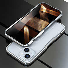 Coque Bumper Luxe Aluminum Metal Etui pour Apple iPhone 15 Plus Argent