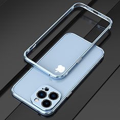 Coque Bumper Luxe Aluminum Metal Etui pour Apple iPhone 15 Pro Max Bleu Ciel