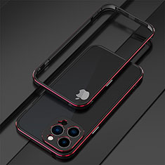 Coque Bumper Luxe Aluminum Metal Etui pour Apple iPhone 15 Pro Max Rouge et Noir