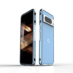 Coque Bumper Luxe Aluminum Metal Etui pour Google Pixel 8 Pro 5G Bleu