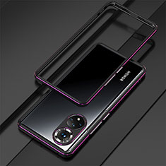 Coque Bumper Luxe Aluminum Metal Etui pour Huawei Honor 50 5G Violet