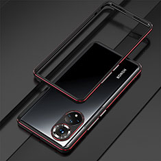 Coque Bumper Luxe Aluminum Metal Etui pour Huawei Honor 50 Pro 5G Rouge et Noir