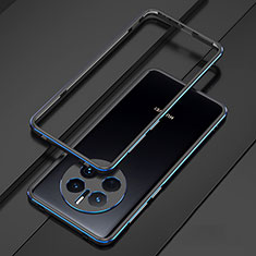 Coque Bumper Luxe Aluminum Metal Etui pour Huawei Mate 50E Bleu et Noir