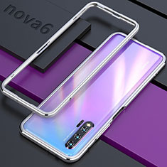 Coque Bumper Luxe Aluminum Metal Etui pour Huawei Nova 6 Argent