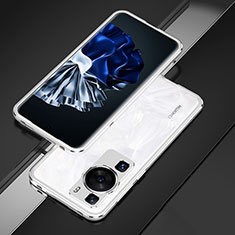 Coque Bumper Luxe Aluminum Metal Etui pour Huawei P60 Pro Argent