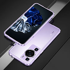 Coque Bumper Luxe Aluminum Metal Etui pour Huawei P60 Pro Violet Clair