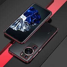 Coque Bumper Luxe Aluminum Metal Etui pour Huawei P60 Rouge et Noir