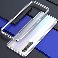 Coque Bumper Luxe Aluminum Metal Etui pour Oppo Reno3 Argent