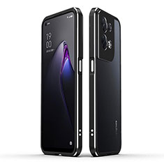 Coque Bumper Luxe Aluminum Metal Etui pour Oppo Reno8 5G Argent et Noir