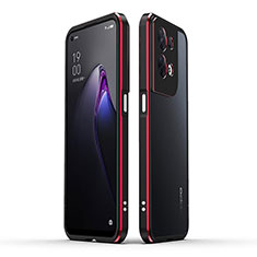 Coque Bumper Luxe Aluminum Metal Etui pour Oppo Reno9 5G Rouge et Noir