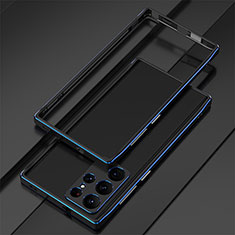 Coque Bumper Luxe Aluminum Metal Etui pour Samsung Galaxy S24 Ultra 5G Bleu et Noir