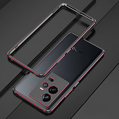 Coque Bumper Luxe Aluminum Metal Etui pour Vivo iQOO 11 5G Rouge et Noir