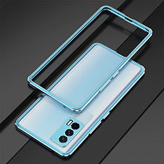 Coque Bumper Luxe Aluminum Metal Etui pour Vivo iQOO 7 India 5G Bleu Ciel