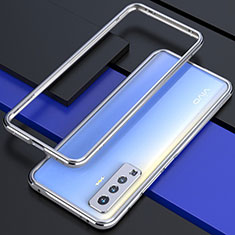 Coque Bumper Luxe Aluminum Metal Etui pour Vivo X50 5G Argent