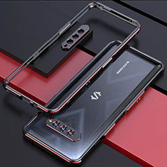 Coque Bumper Luxe Aluminum Metal Etui pour Xiaomi Black Shark 4S Pro 5G Rouge et Noir