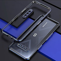 Coque Bumper Luxe Aluminum Metal Etui pour Xiaomi Black Shark 5 RS 5G Bleu et Noir