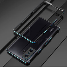 Coque Bumper Luxe Aluminum Metal Etui pour Xiaomi Poco F4 GT 5G Bleu et Noir