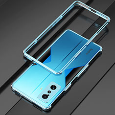 Coque Bumper Luxe Aluminum Metal Etui pour Xiaomi Redmi K50 Gaming 5G Argent et Bleu