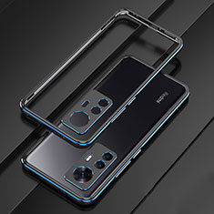 Coque Bumper Luxe Aluminum Metal Etui pour Xiaomi Redmi K50 Ultra 5G Bleu et Noir