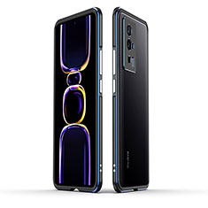 Coque Bumper Luxe Aluminum Metal Etui pour Xiaomi Redmi K60 Pro 5G Bleu et Noir