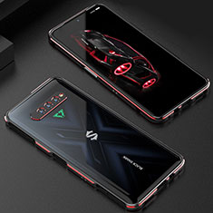 Coque Bumper Luxe Aluminum Metal Etui S01 pour Xiaomi Black Shark 4S 5G Rouge et Noir